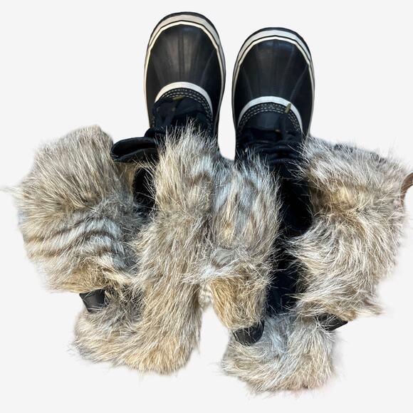 Sorel Joan of Arctic Black Waterproof Faux Fur Snow Winter Boots Women’s 10 - Picture 9 of 10